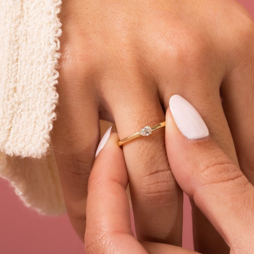 Delicate Pear Cut Minimalist Gold Ring