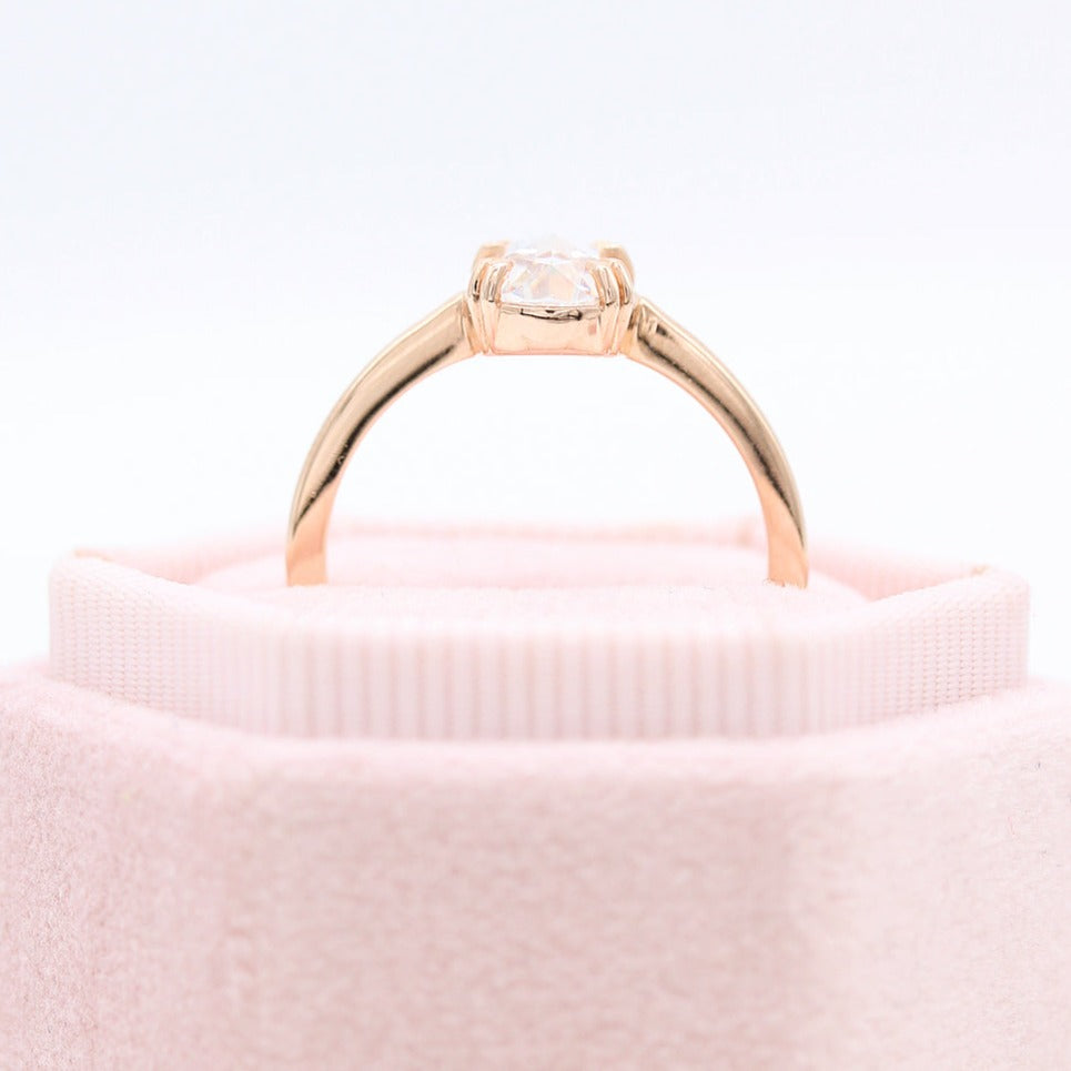 Oval Rose Cut Double Claw Prong Set Diamond Ring