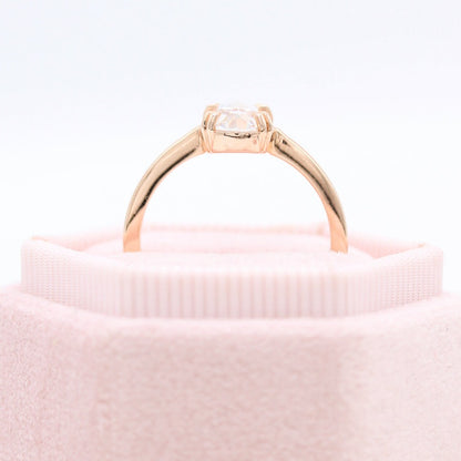 Oval Rose Cut Double Claw Prong Set Diamond Ring