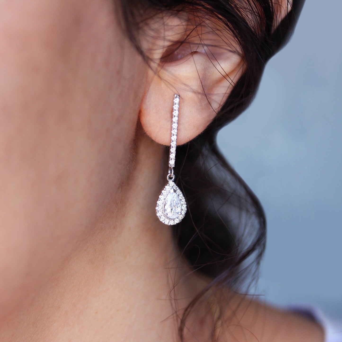 Pear Diamond Drop Dangle Earrings