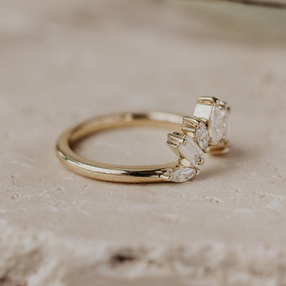 0.35 CT Multi Shaped Lab Diamond Curved Wedding Ring