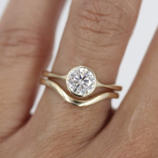 Brilliant Round Cut Bezel Set Engagement Ring