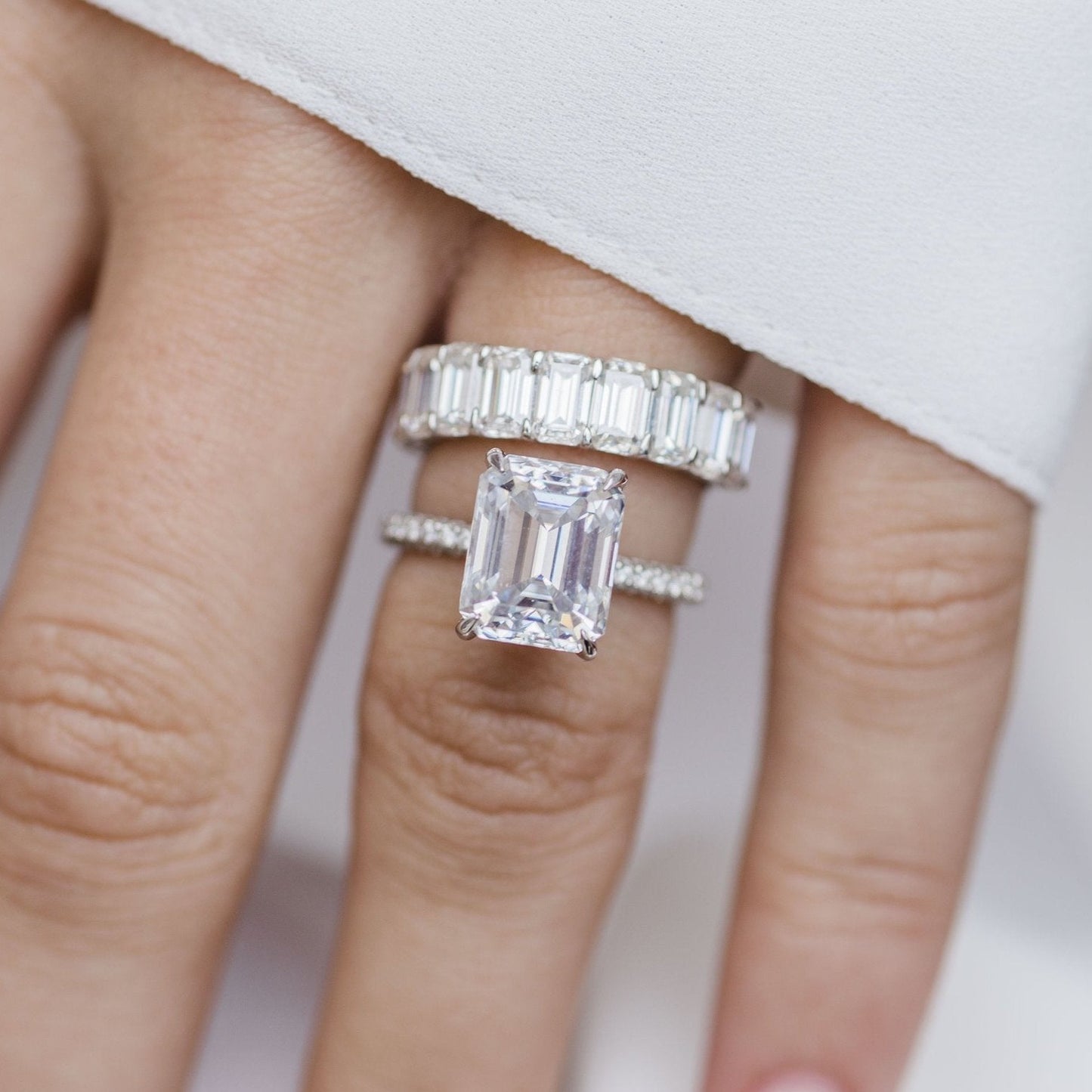 Emerald Cut Moissanite Diamond Ring