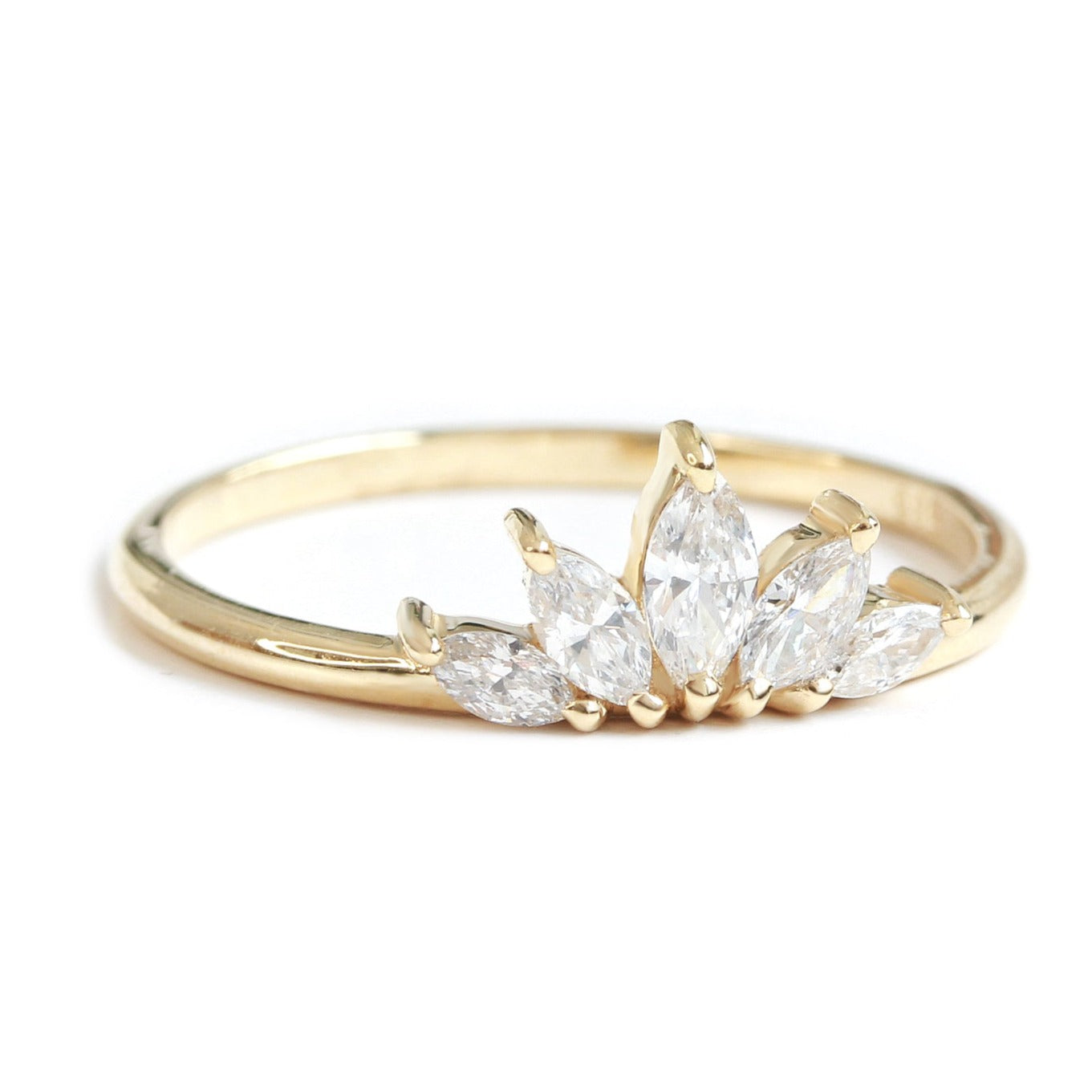 Marquise Cut Curved Engagement Ring