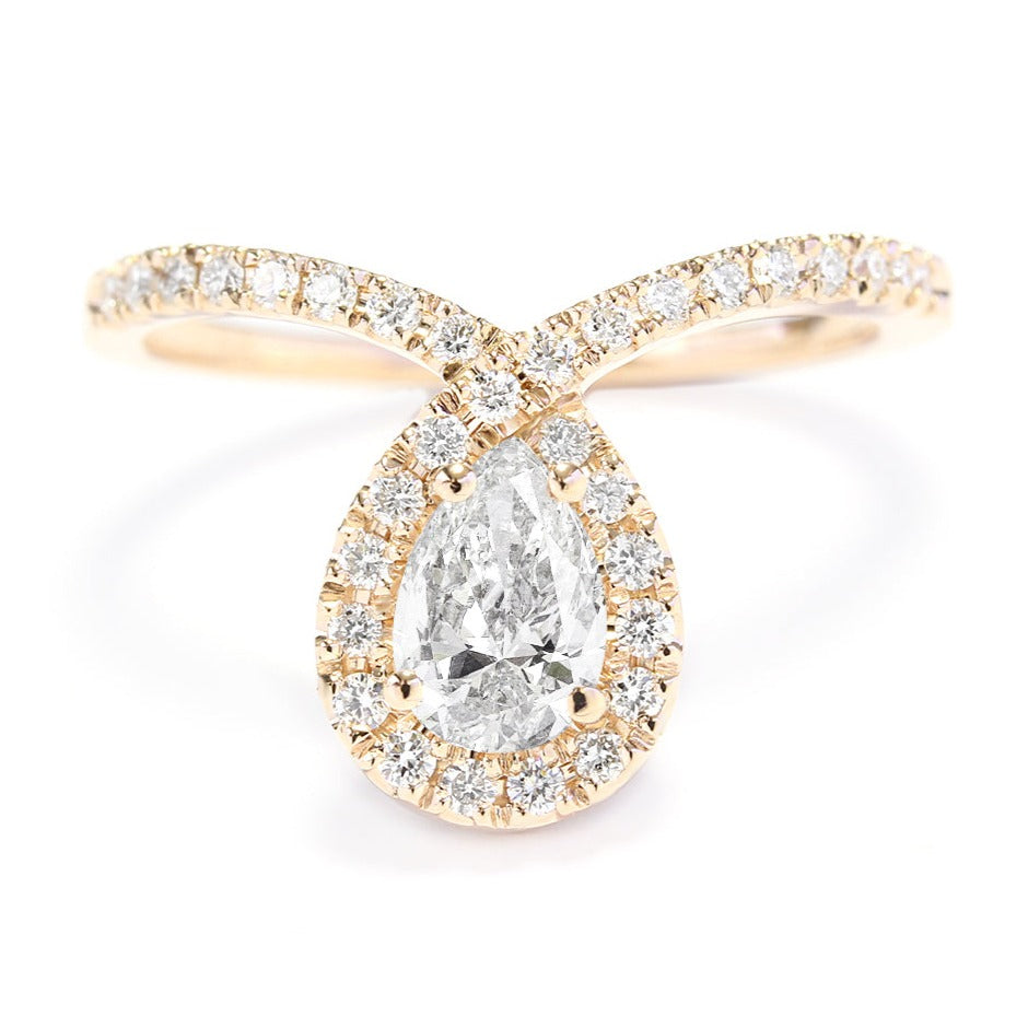 1.00 CT Pear Cut Halo Vintage Engagement Ring