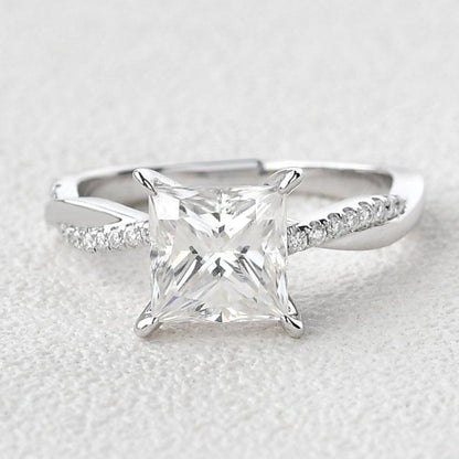 Princess Cut Diamond Half Eternity Twisted Ring