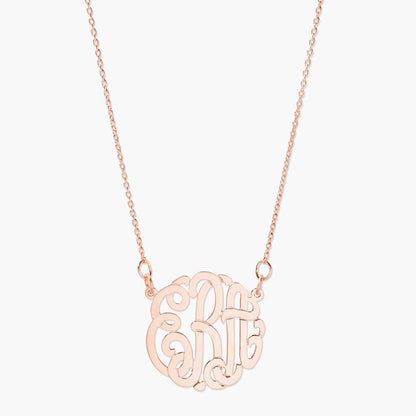 18K Solid Gold Initial Monogram Disc Necklace