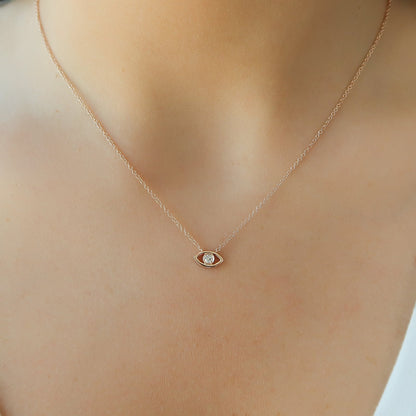 Dainty Diamond Evil Eye Good Luck Charm Necklace