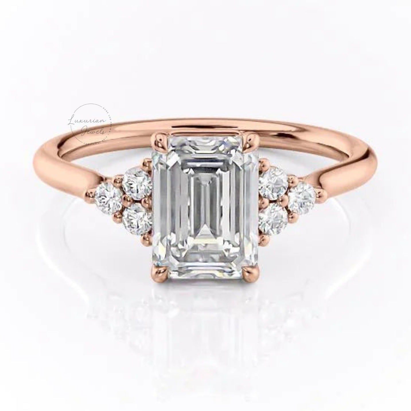 Emerald Cut Lab Grown Diamond Vintage Ring