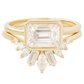 18K Emerald Cut Bridal Set Multi Diamond Ring
