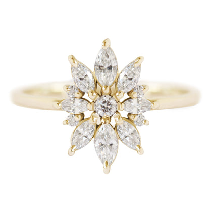 Marquise Lab Grown Floral Engagement Ring