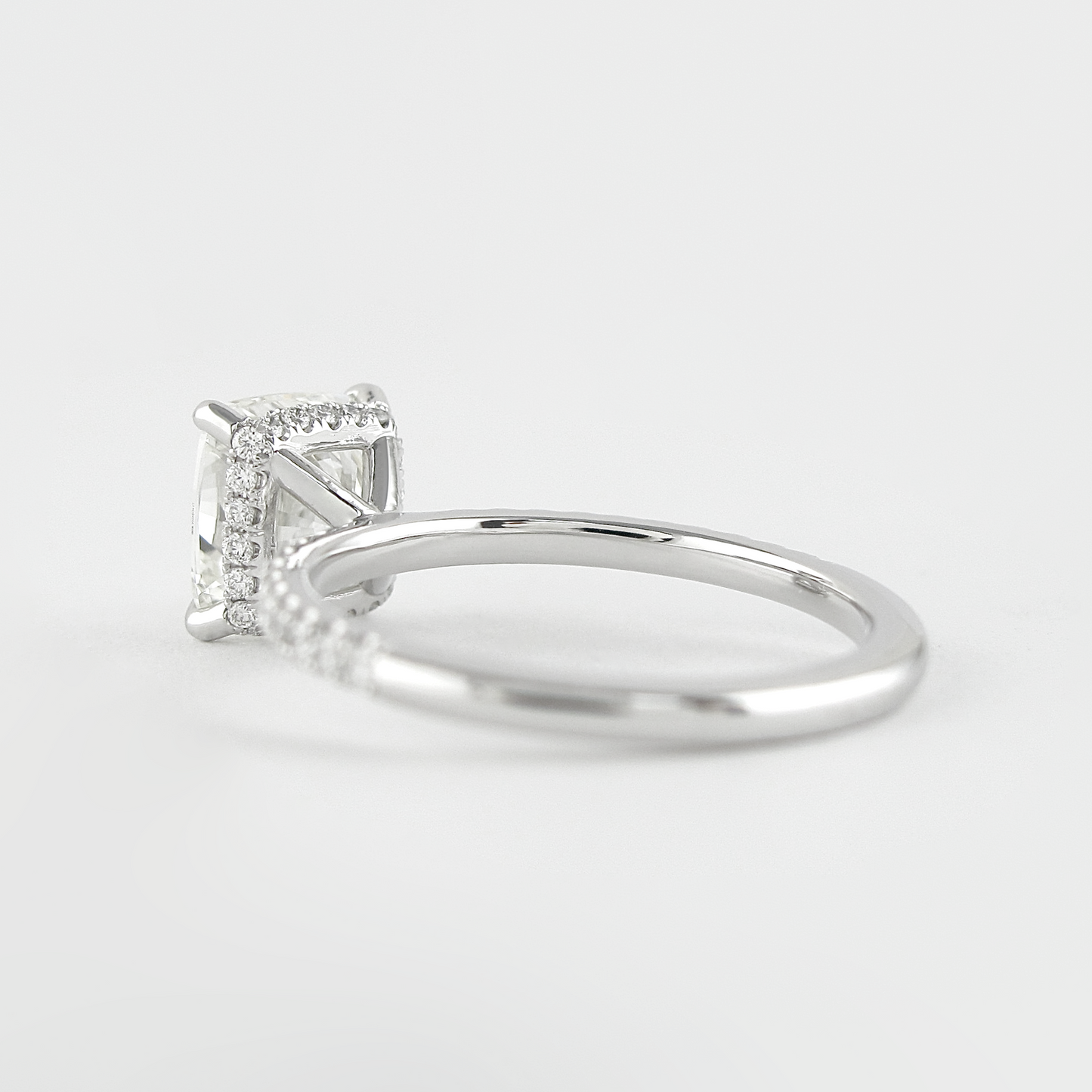 Hidden Halo Elongated Cushion Moissanite Ring