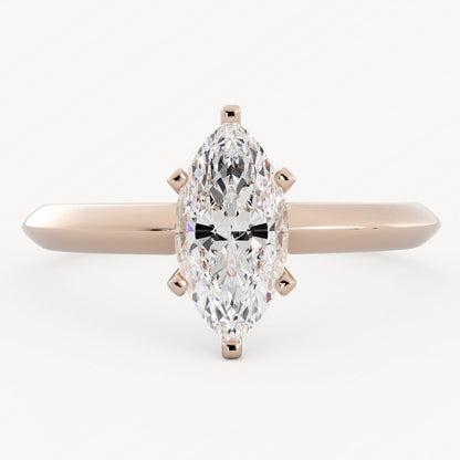 Marquise Cut Knife Edge Solitaire Diamond Ring