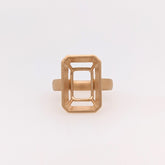 18K Solid Gold Emerald Shape Semi Mount Ring