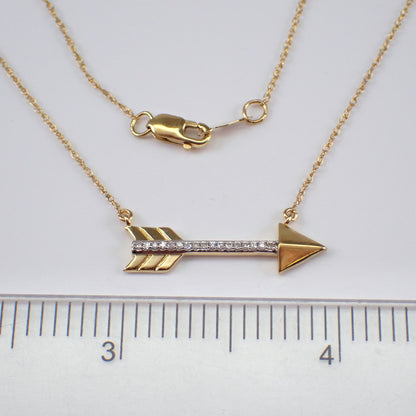 14k Gold Diamond Arrow Charm Pendant