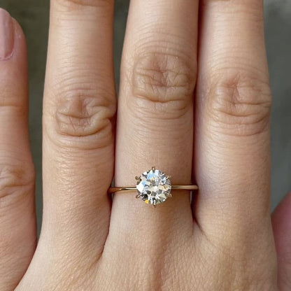 18K Old Mine Round Diamond Engagement Ring