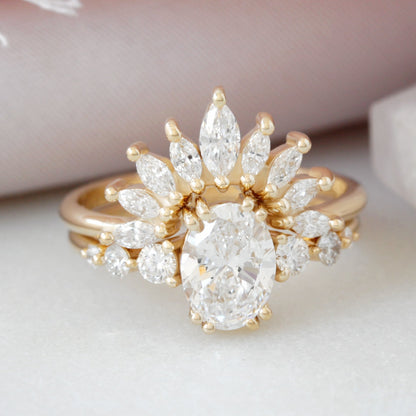 14k Gold Marquise Cut Chevron Engagement Ring