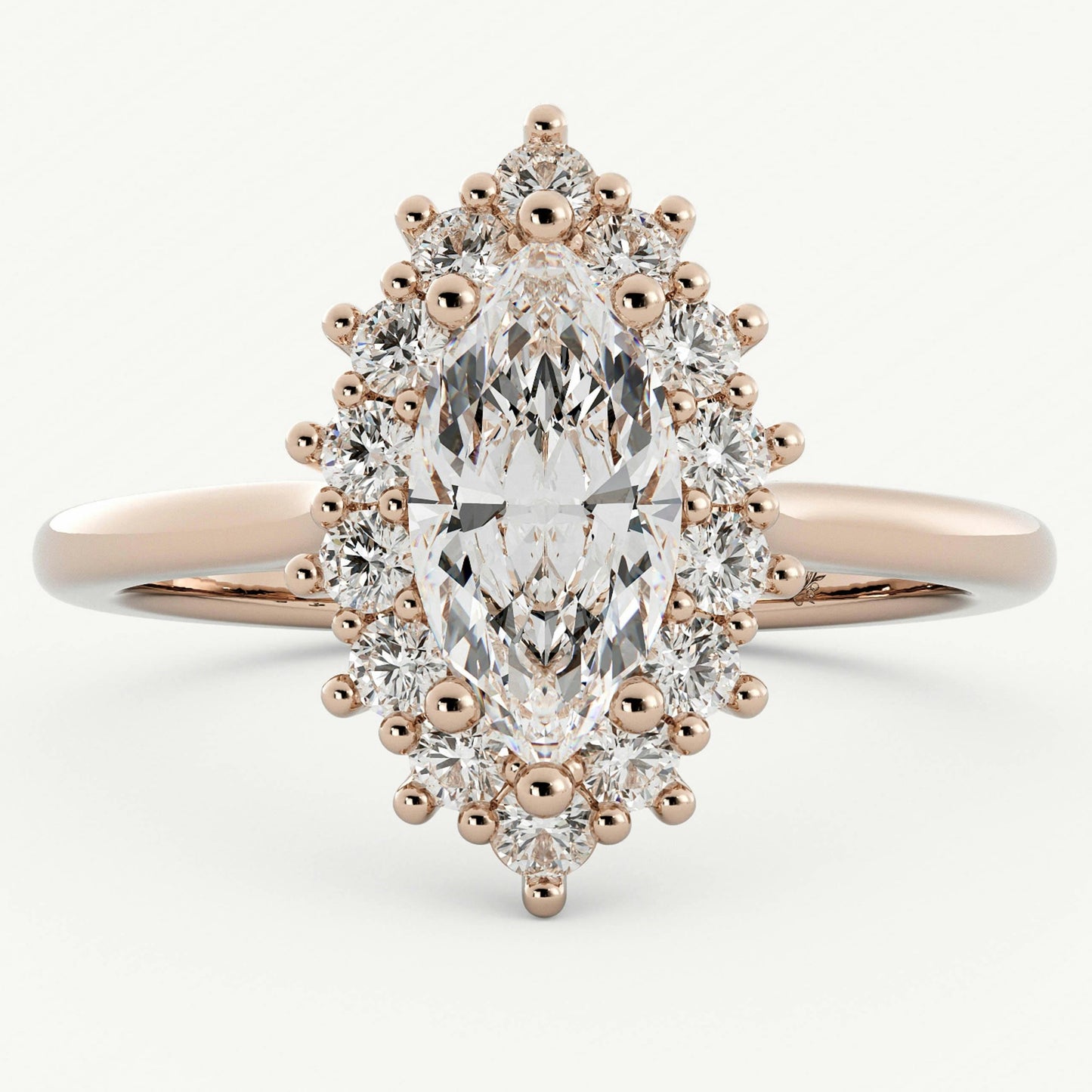 Marquise Cut Cathedral Shank Diamond Ring
