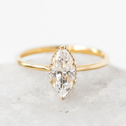 6-Prong Marquise Cut Engagement Ring in Solid Gold