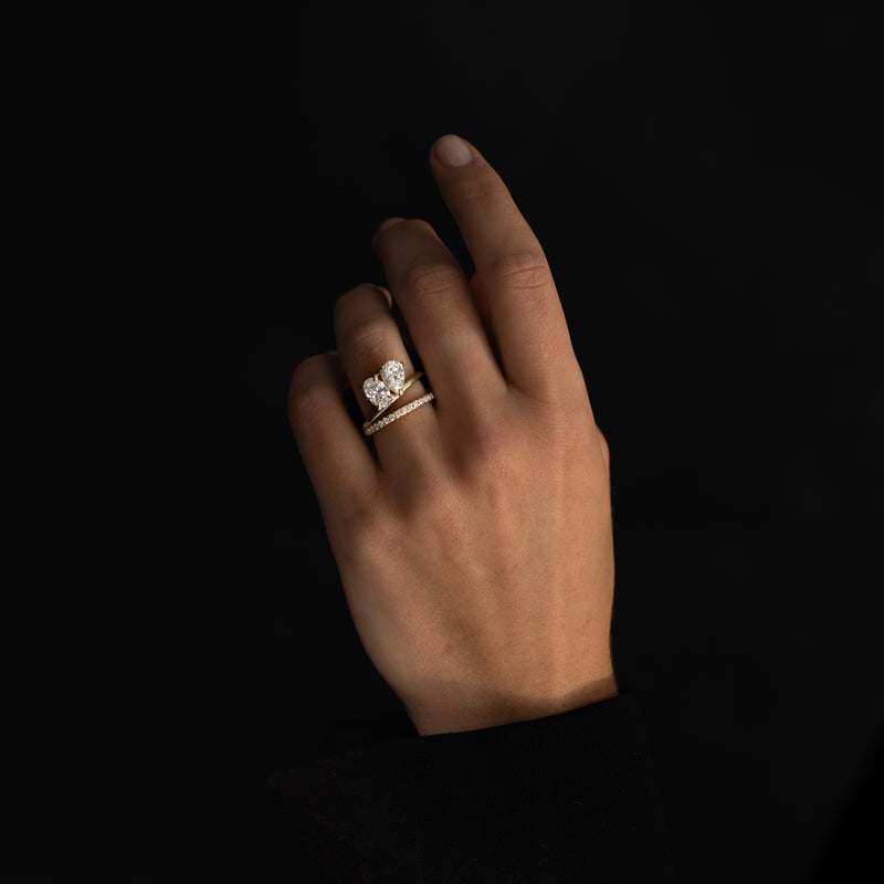 3.62 CT Toi Et Moi Prong Set Moissanite Diamond Wedding Ring