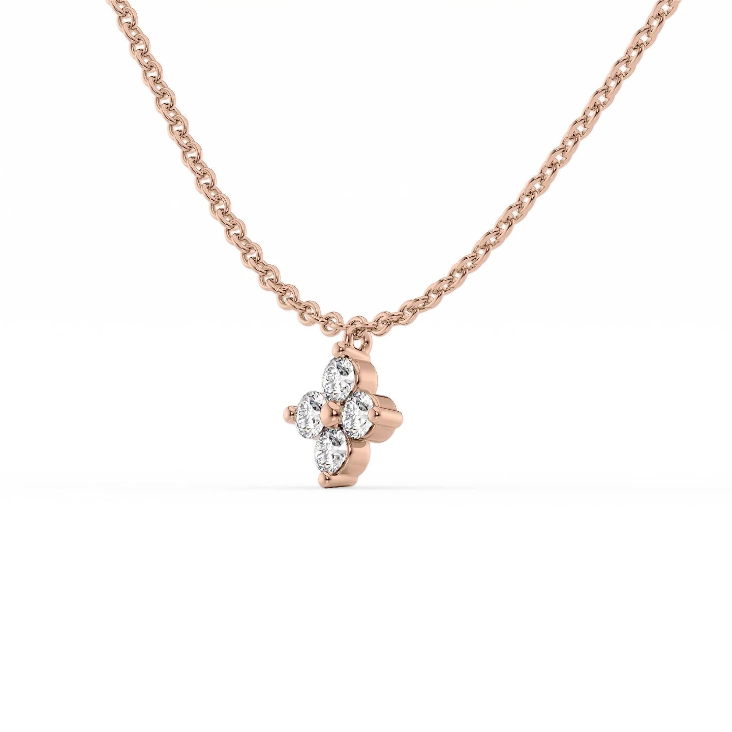 14k Dainty Diamond Clover Pendant Necklace