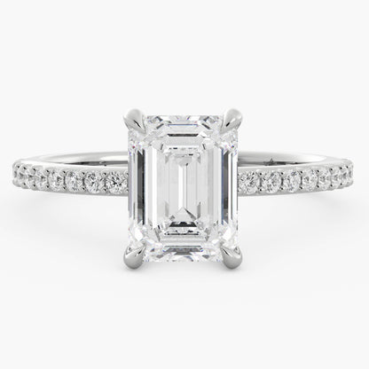 Emerald Cut Solitaire Accent Diamond Ring