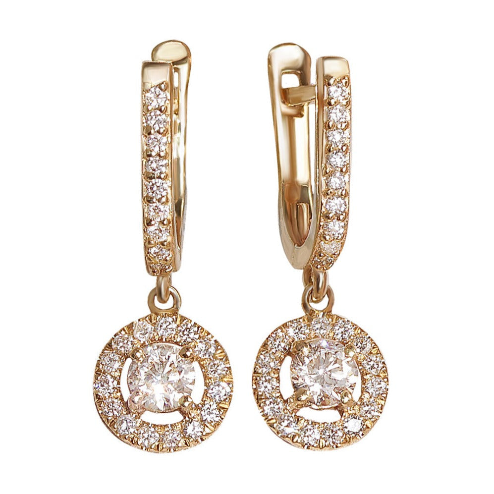 0.50-2.00 CT Round Cut Colorless Diamond Hoop Earrings