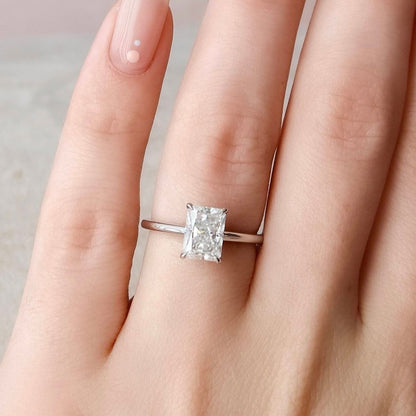 Radiant Cut Hidden Halo Engagement Ring