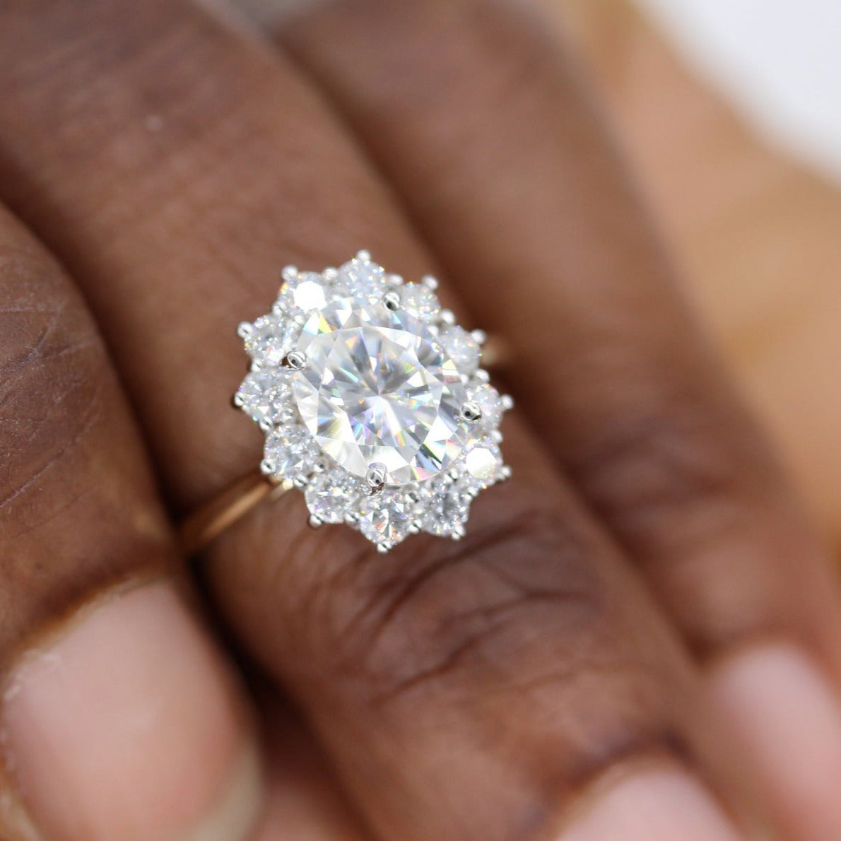 Oval Cut Lab Diamond Halo Wedding Ring