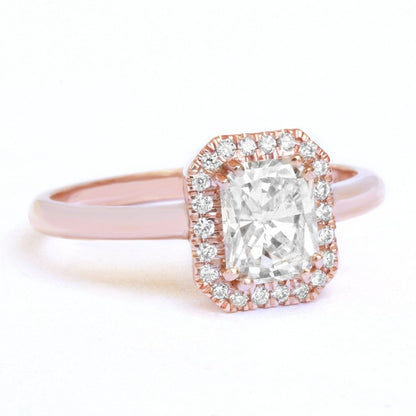 Radiant Cut Halo Eternity Bridal Engagement Ring