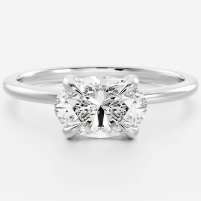 18K Gold East-West Oval Solitaire Proposal Ring