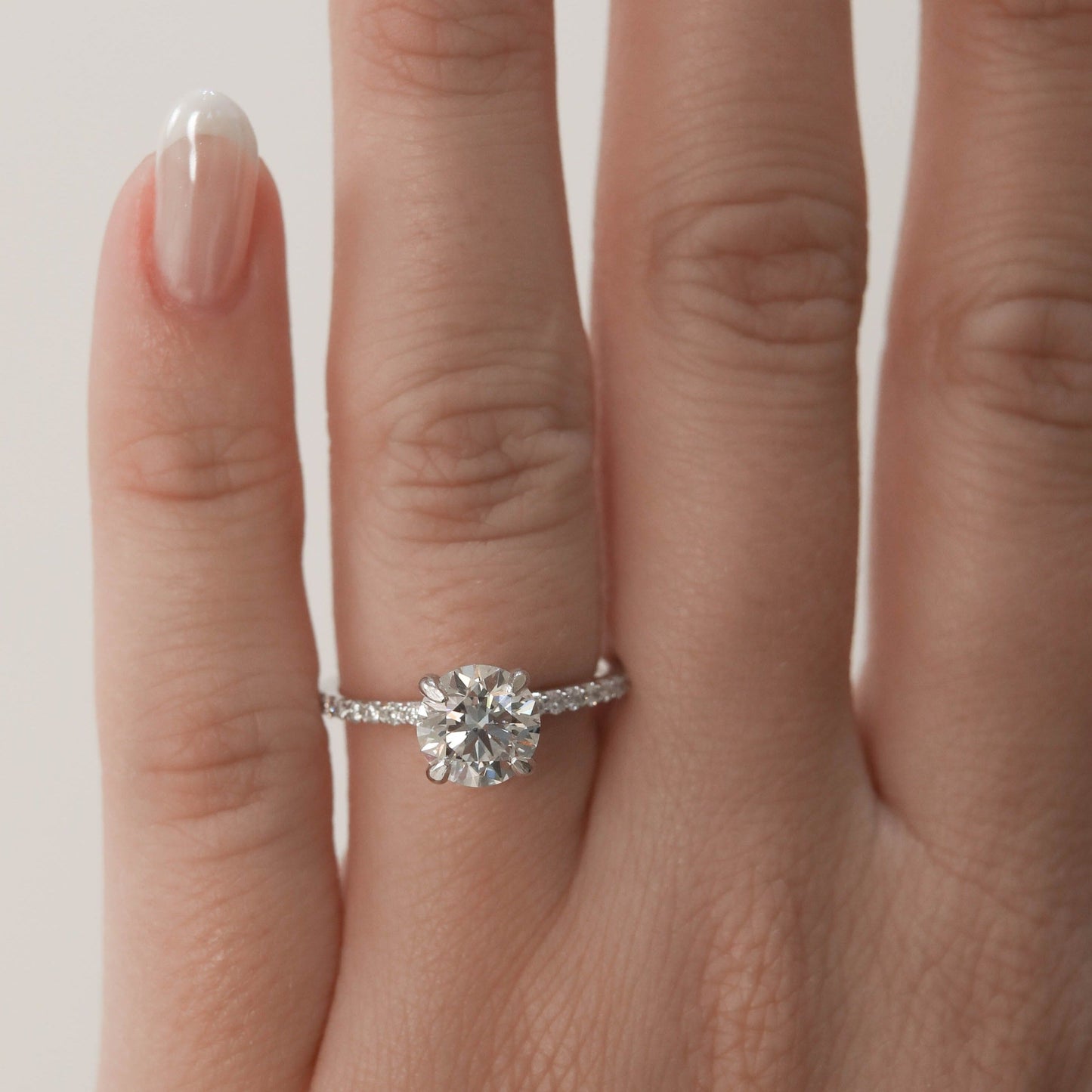  Round Cut Half Eternity Pave Set Ring