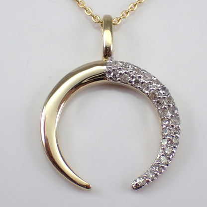 14k Round Cut Crescent Moon Pendant