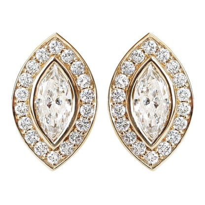 1.36 CT Marquise Cut Halo Diamond Stud Earrings