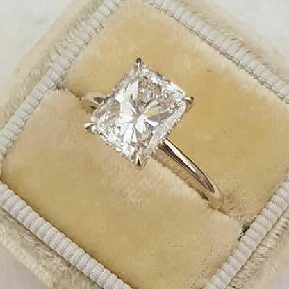 14k Solid Gold Radiant Cut Engagement Ring