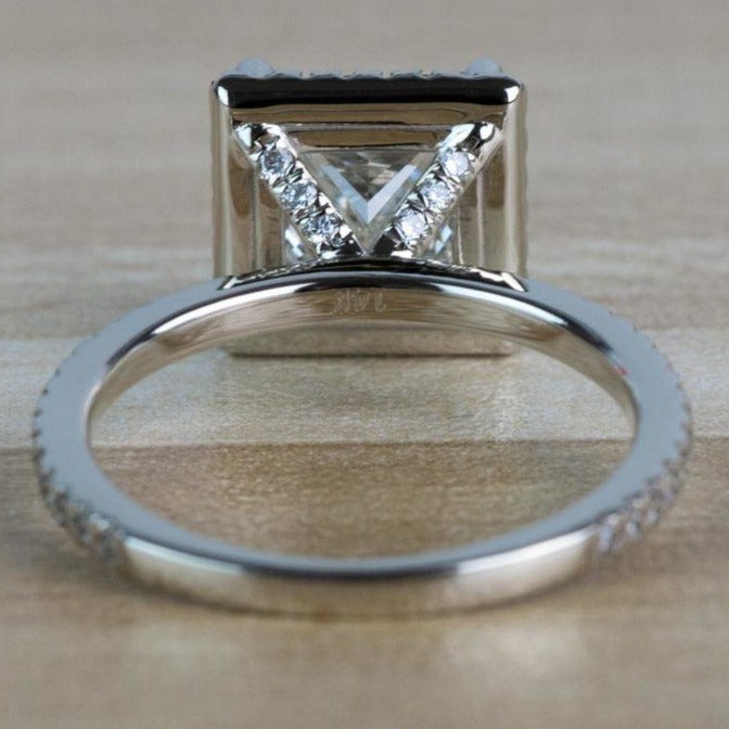 10K Princess Cut Hidden Halo Engagement Ring