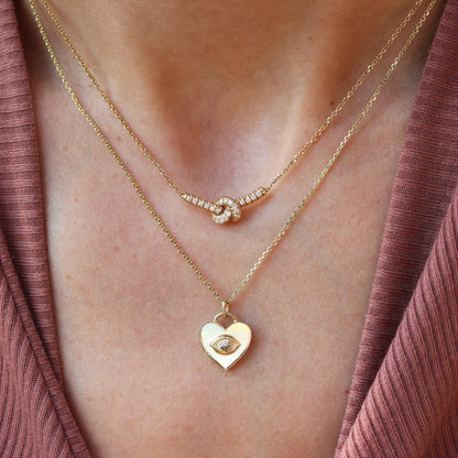 14k Gold Heart Evil Eye Necklace