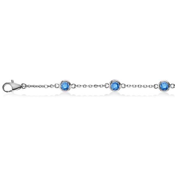  Fancy Round Blue Sapphire Anklet Bracelet