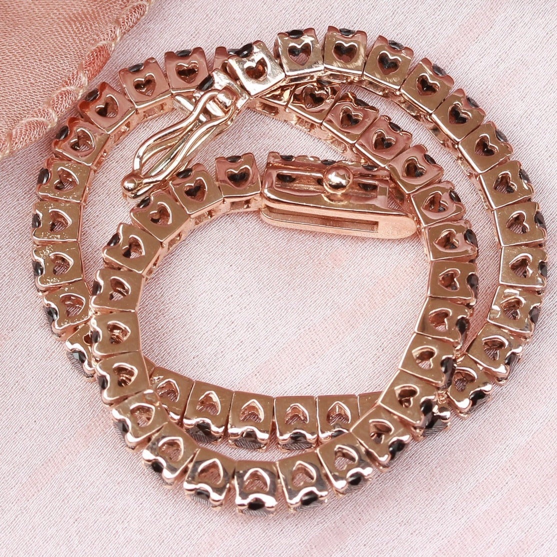 Rose Gold Classic Black Diamond Tennis Bracelet