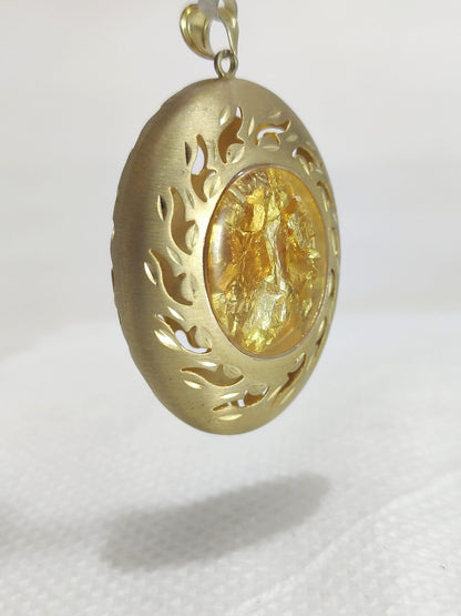 Beautiful Gold Flake Embedded Lucite Pendant