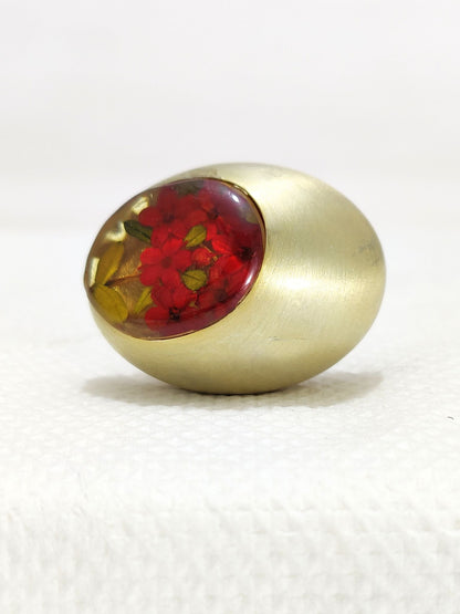 Nature Inspired Real Red Flowers Ring