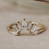 0.35 CT Multi Shaped Lab Diamond Curved Wedding Ring