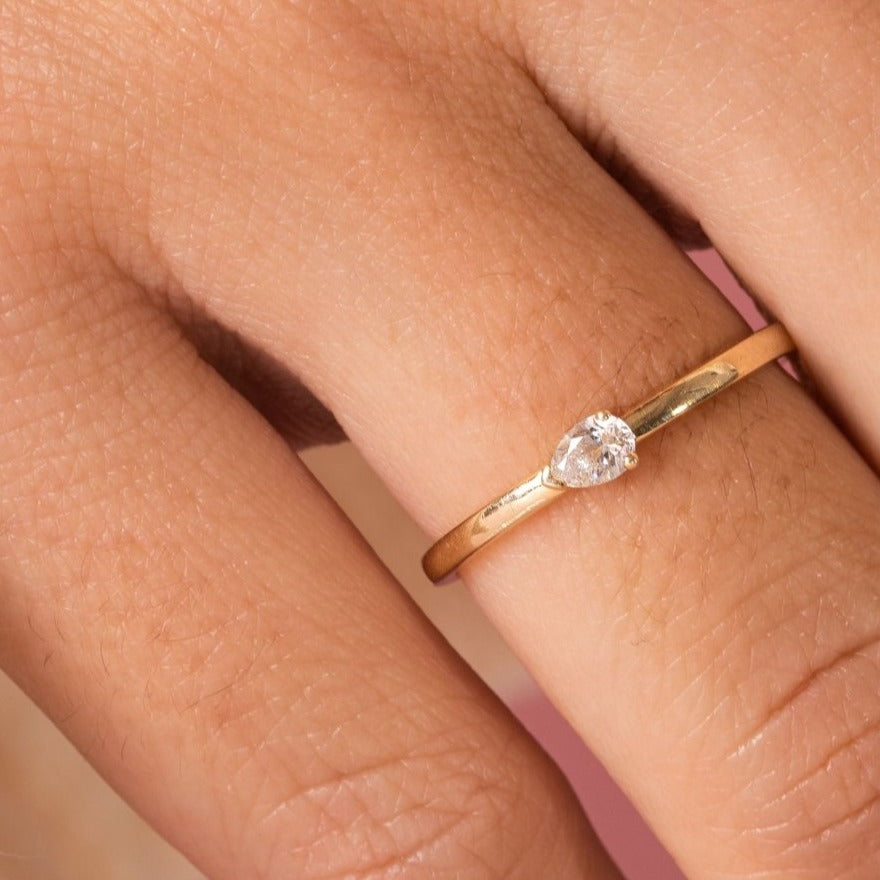 Delicate Pear Cut Minimalist Gold Ring