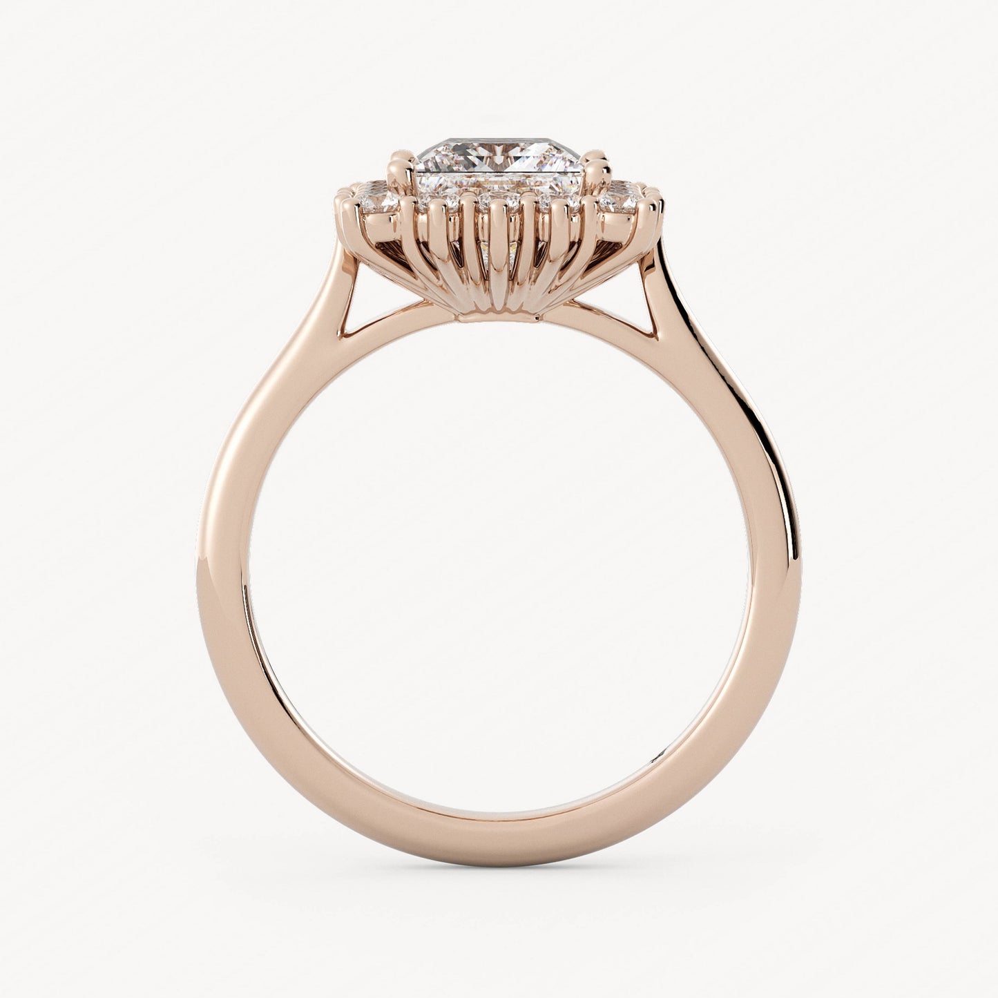 14k Princess Cut Halo Cathedral Vintage Ring