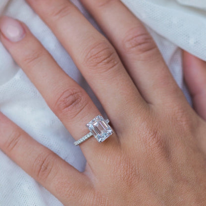 Emerald Cut Moissanite Diamond Ring