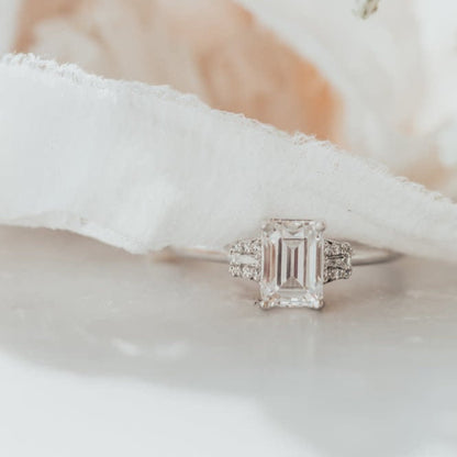 Emerald Cut Prong Set Engagement Ring