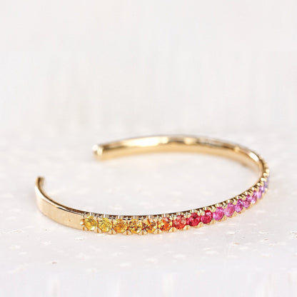 Rainbow Cuff Bangle Gemstone Sapphire Bracelet