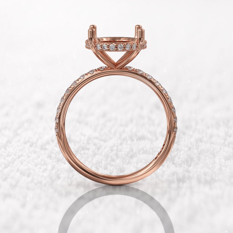 18k Customized Oval Shape Semi Mount Ring