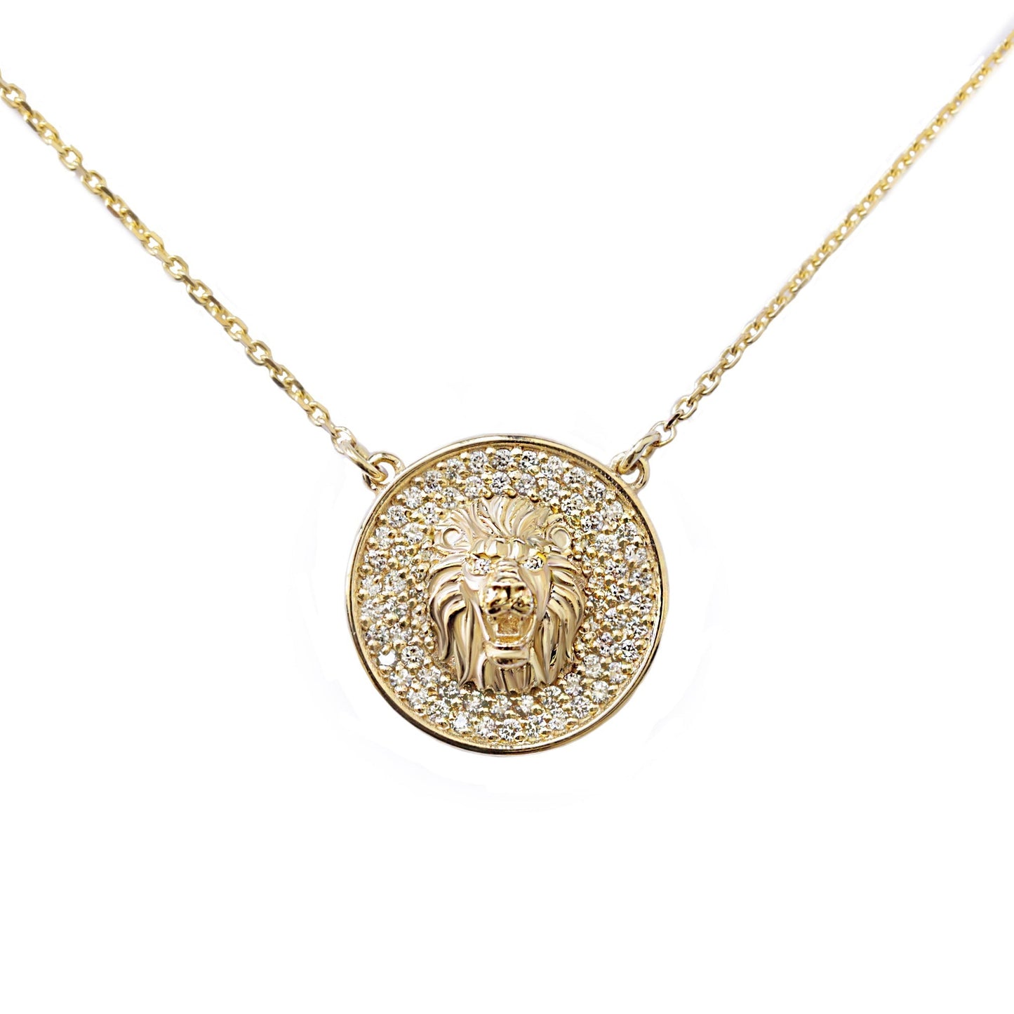 0.75 CT Gold Lion Pave Diamond Pendant Necklace
