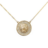 0.75 CT Gold Lion Pave Diamond Pendant Necklace
